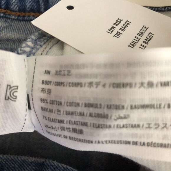 Abercrombie Fitch The Baggy Low Rise Jeans Raw Hem Med Wash 34X18R NWT See Desc - Picture 6 of 6